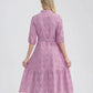  Vestido Laise Bordado com Cinto