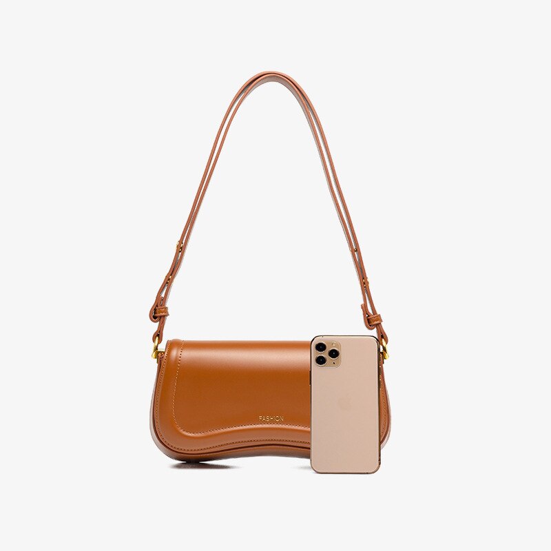 Bolsa Baguete de Couro Vintage