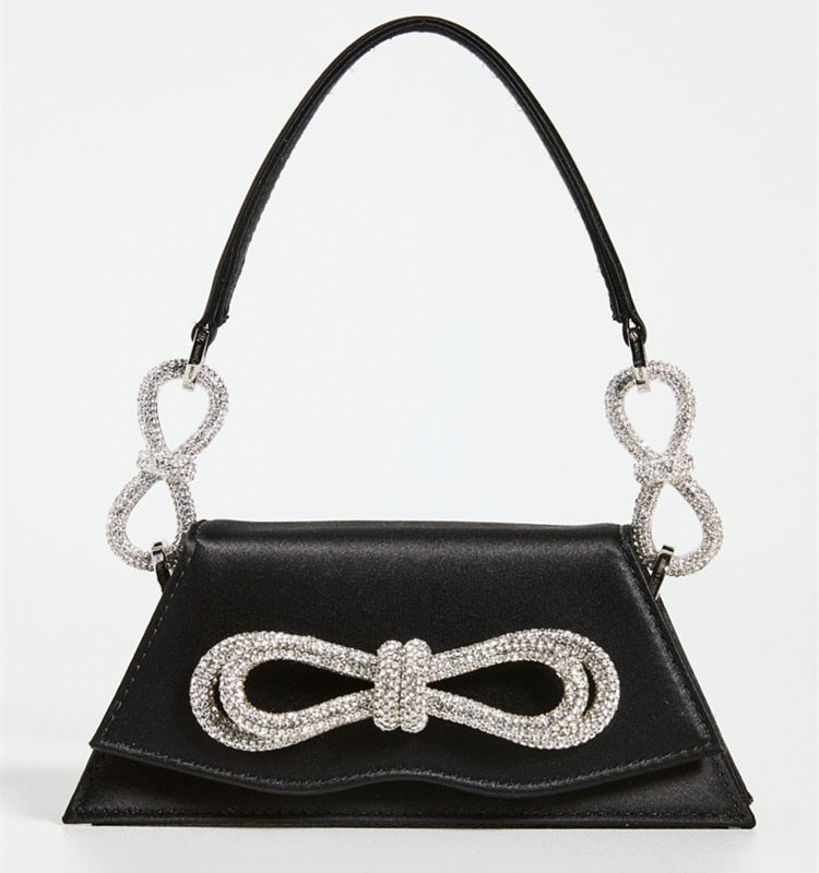 Bolsa Ombro Strass e Laço