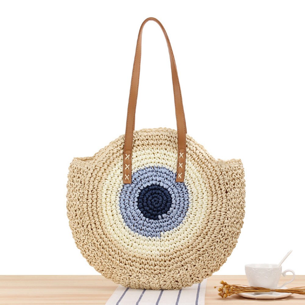  Bolsa de Ombro Palha Olho Grego