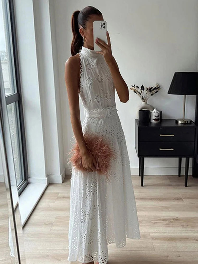 Vestido Laise Midi Bordado