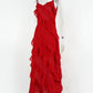 Vestido Longo no Chiffon com Babados