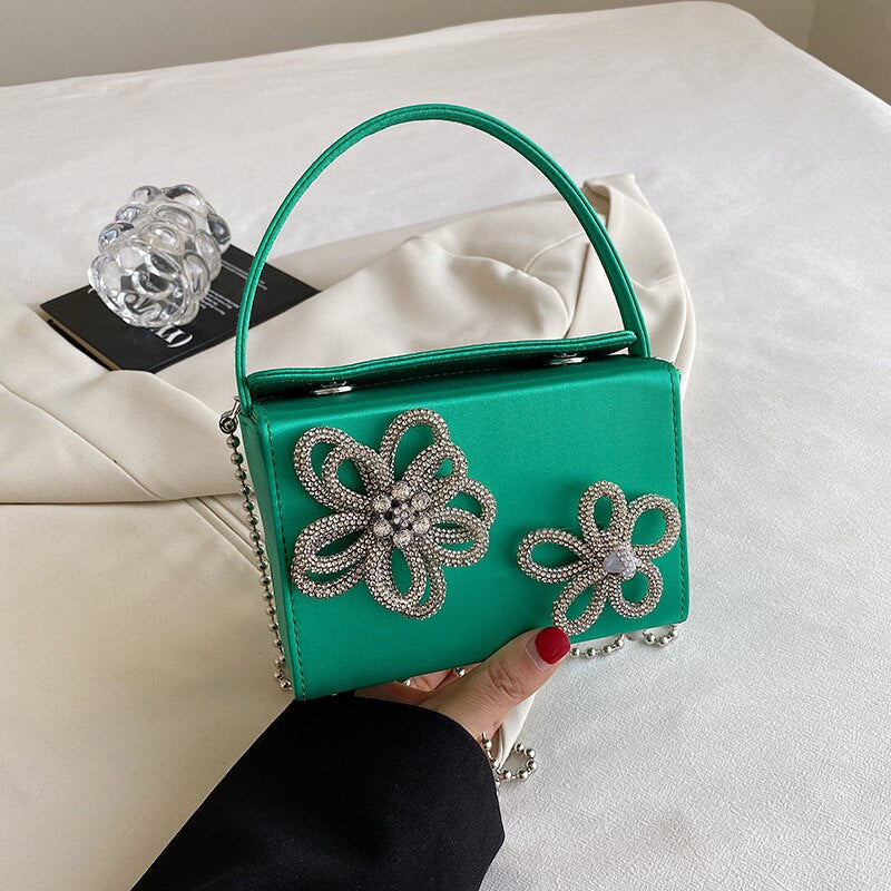 Mini Bolsa Caixa Quadrada Strass