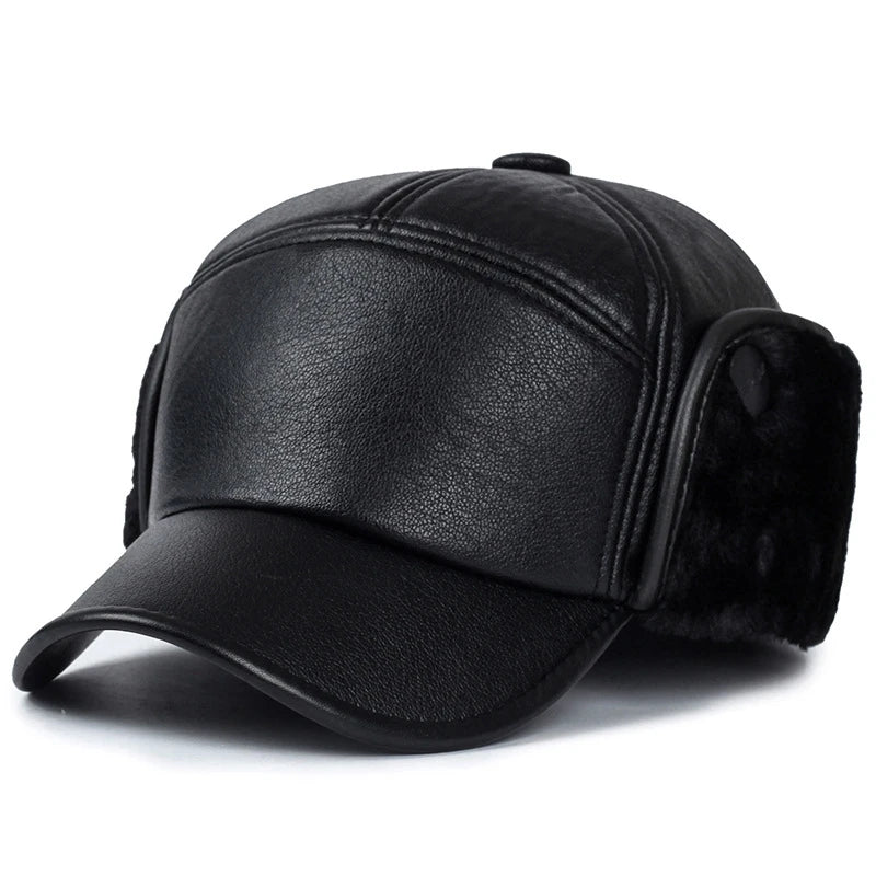 Boné Masculino de Couro com Proteção Térmica