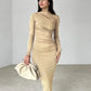   Vestido Longo Manga Comprida