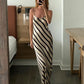 Elegant Satin Zebra Stripes Maxi Dress Women Sexy Spaghetti Straps Slim Long Summer Dress 2023 Backless Party Beach Dress