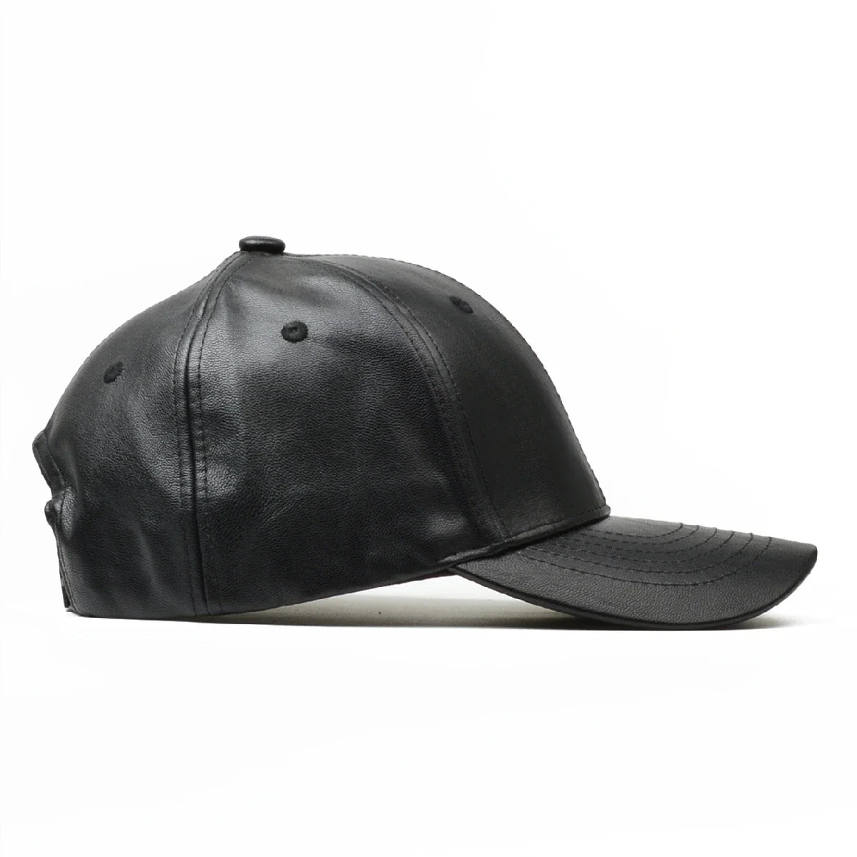 Boné de Couro Preto Masculino Estilo Hip Hop