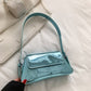 Bolsa Baguete de Couro Metálica
