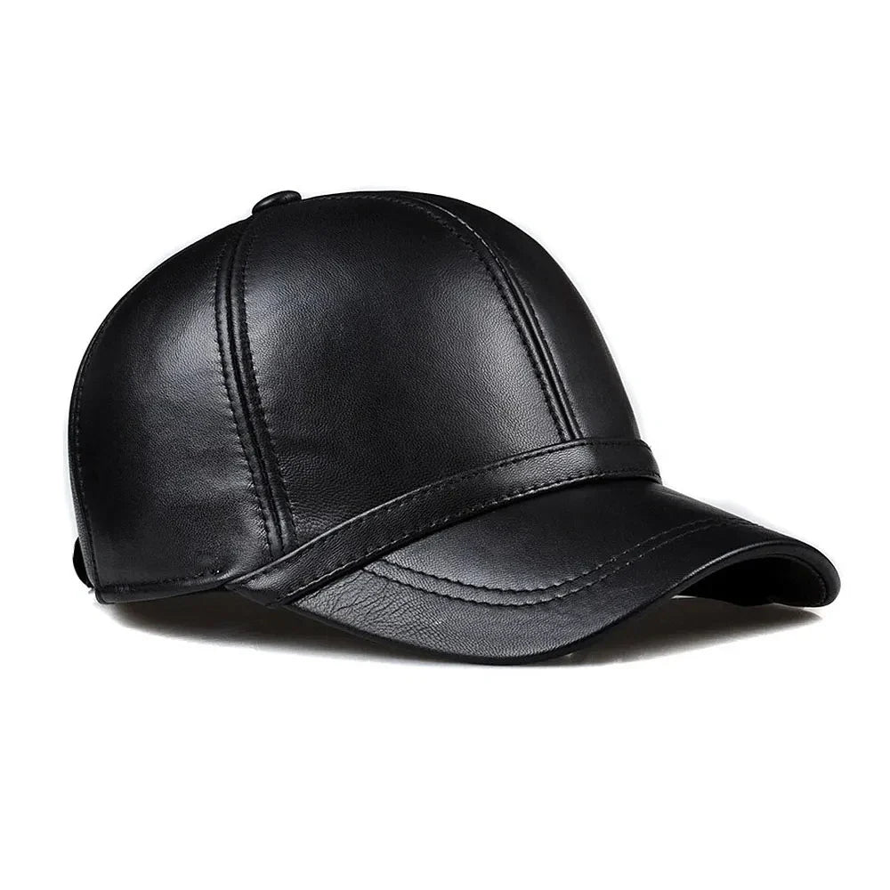 Boné Masculino de Couro Legítimo Ajustável