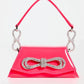Bolsa Ombro Strass e Laço Rosa