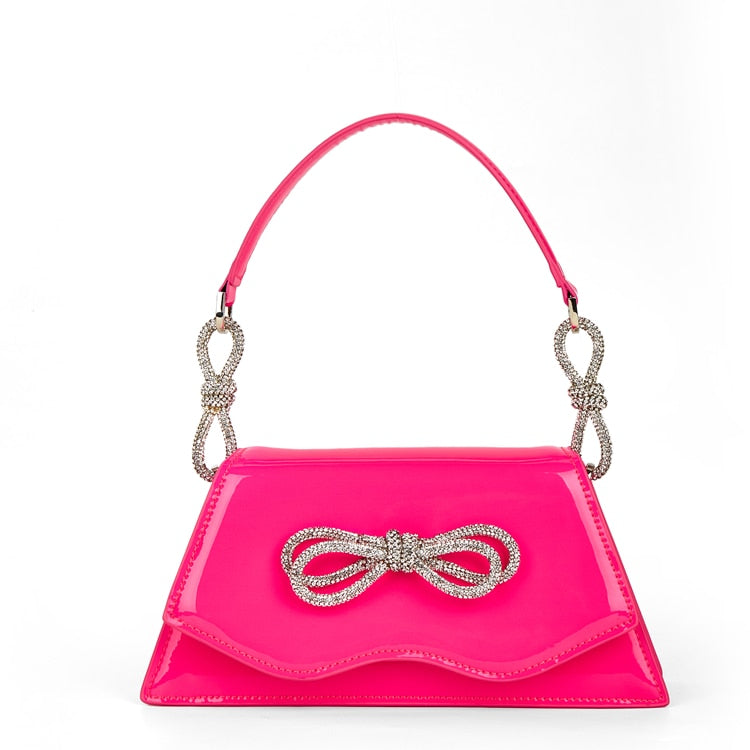 Bolsa Ombro Strass e Laço