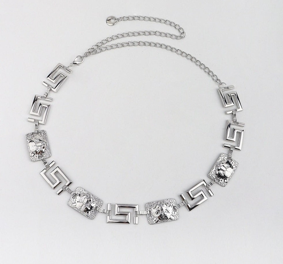 Cinto Corrente Leao Metal  Feminino