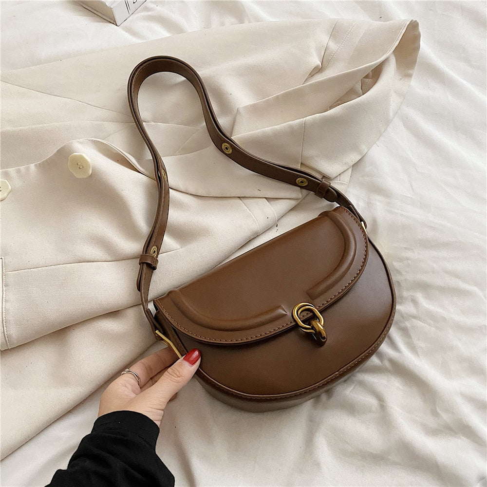 Bolsa de Ombro de Couro Marrom
