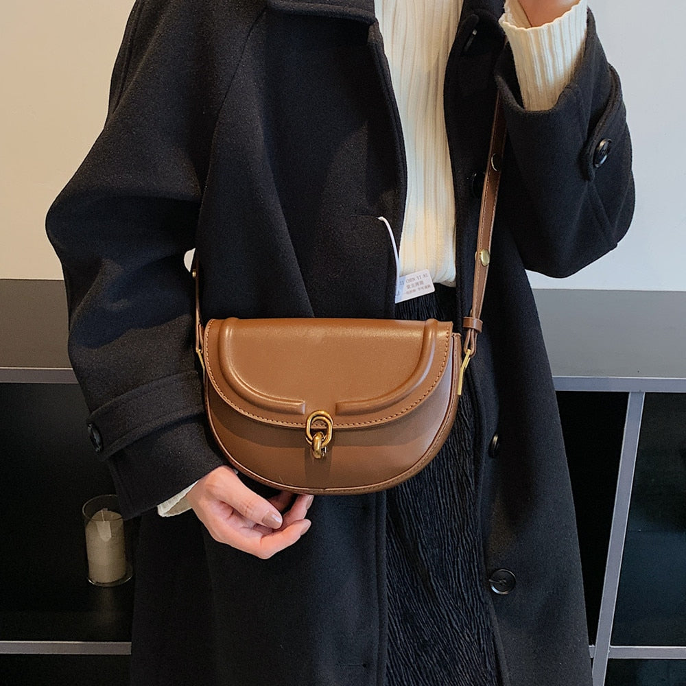 Bolsa de Ombro de Couro Marrom