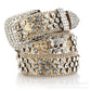 Cinto de Couro com Strass Amarelo