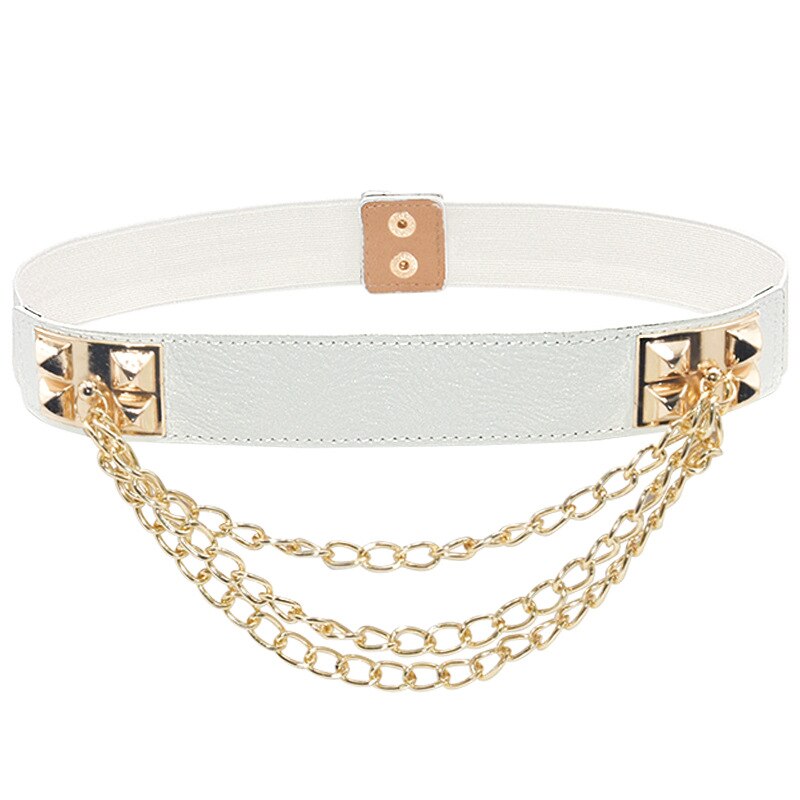 Cinto Feminino Multicamadas Correntes Branco