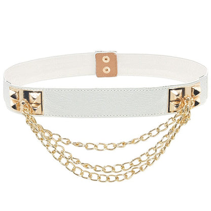 Cinto Feminino Multicamadas Correntes Branco