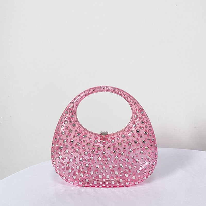 Bolsa Meia Lua Transparente Strass