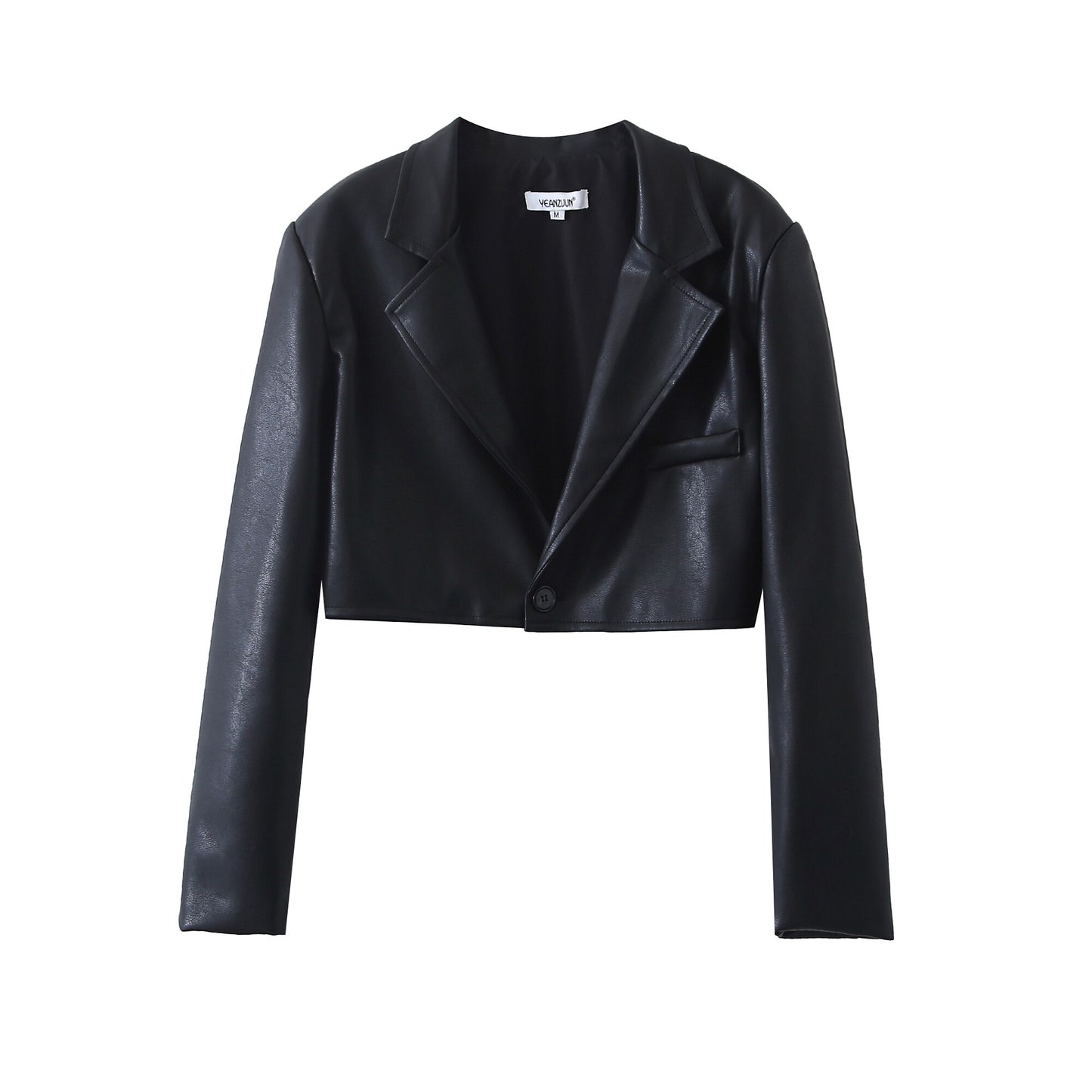 Blazer Cropped e Mini Saia Couro