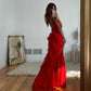 Vestido Longo no Chiffon com Babados