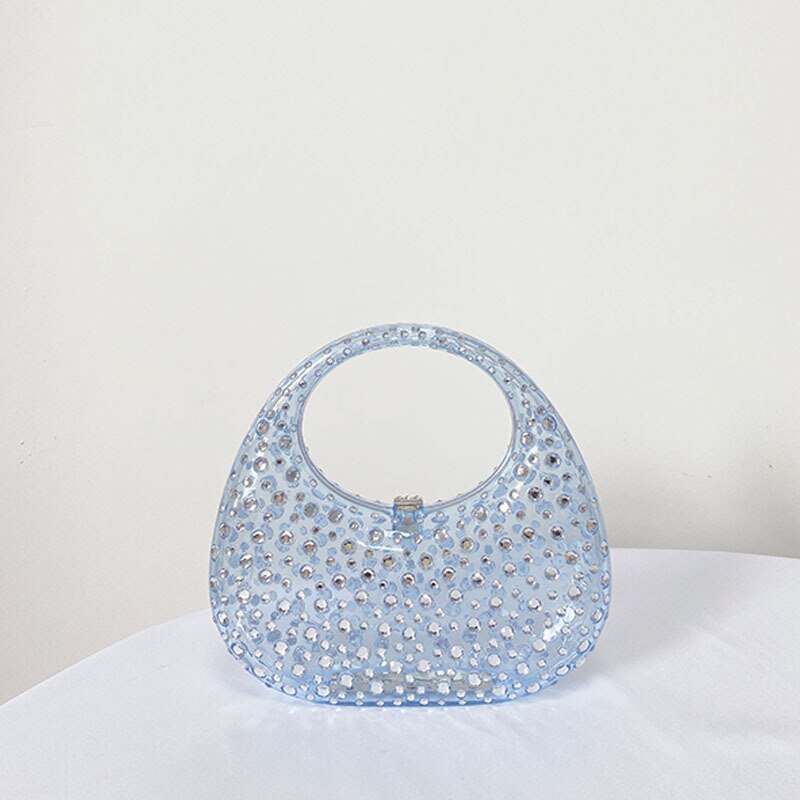 Bolsa Meia Lua Transparente Strass