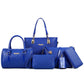 Kit 6 Bolsas Feminina de Couro Azul
