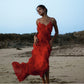Vestido Longo no Chiffon com Babados