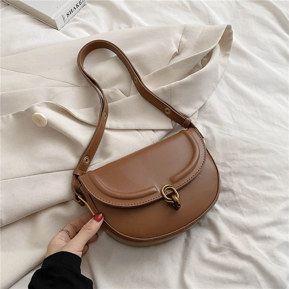 Bolsa de Ombro de Couro Caqui