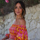 Vestido Longo Estampado com Mangas Bufantes