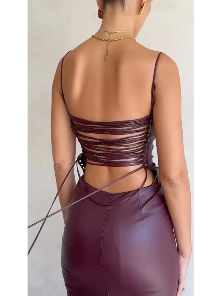 Vestido Midi de Couro
