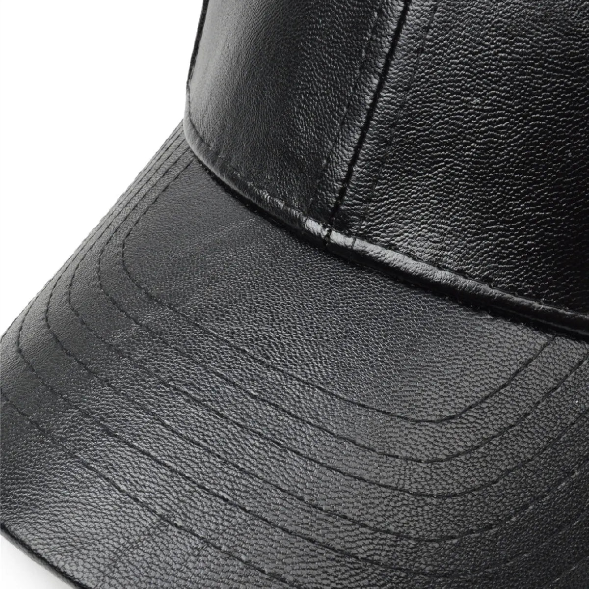 Boné de Couro Preto Masculino Estilo Hip Hop