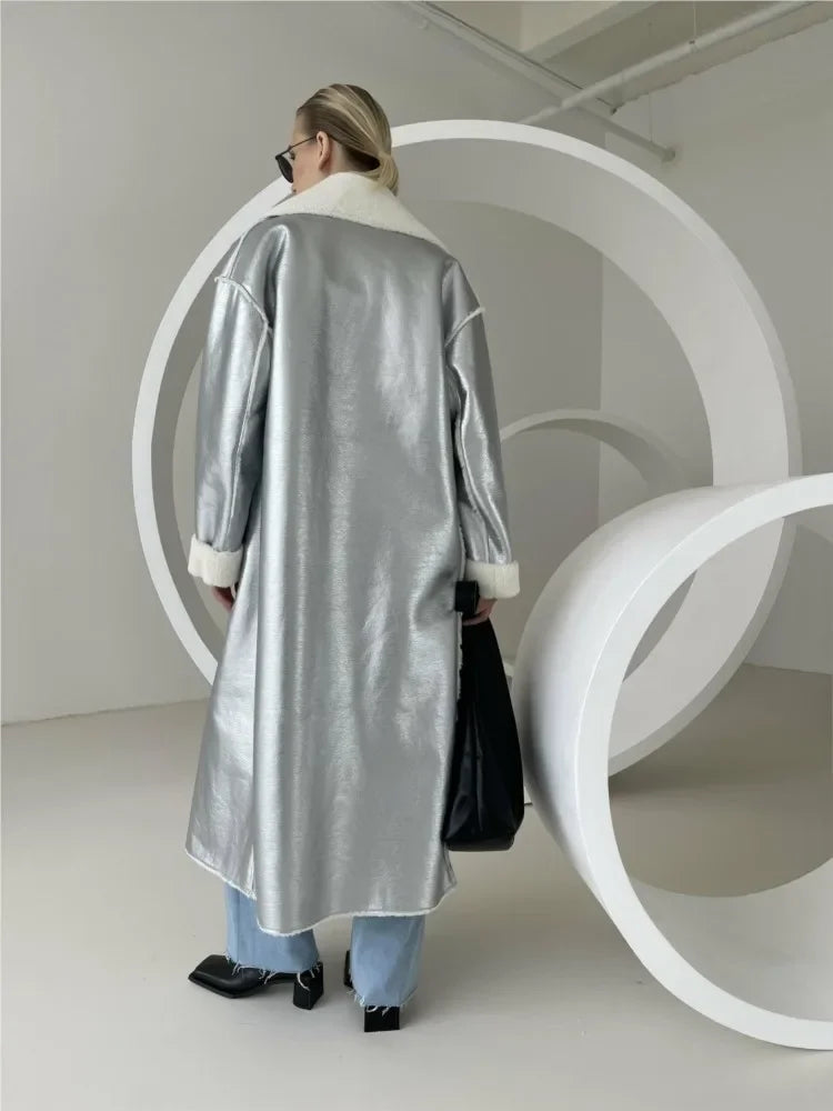 Casaco Trench Coat Feminino de Couro 