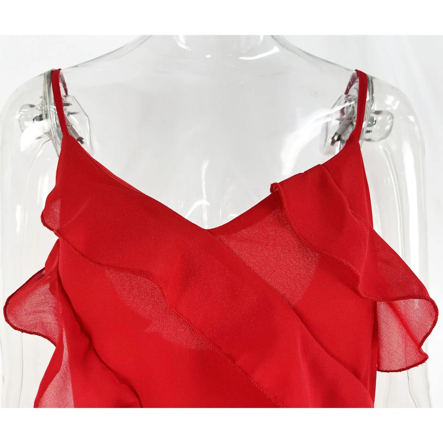 Vestido Longo no Chiffon com Babados