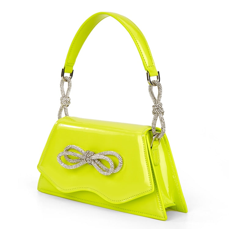 Bolsa Ombro Strass e Laço
