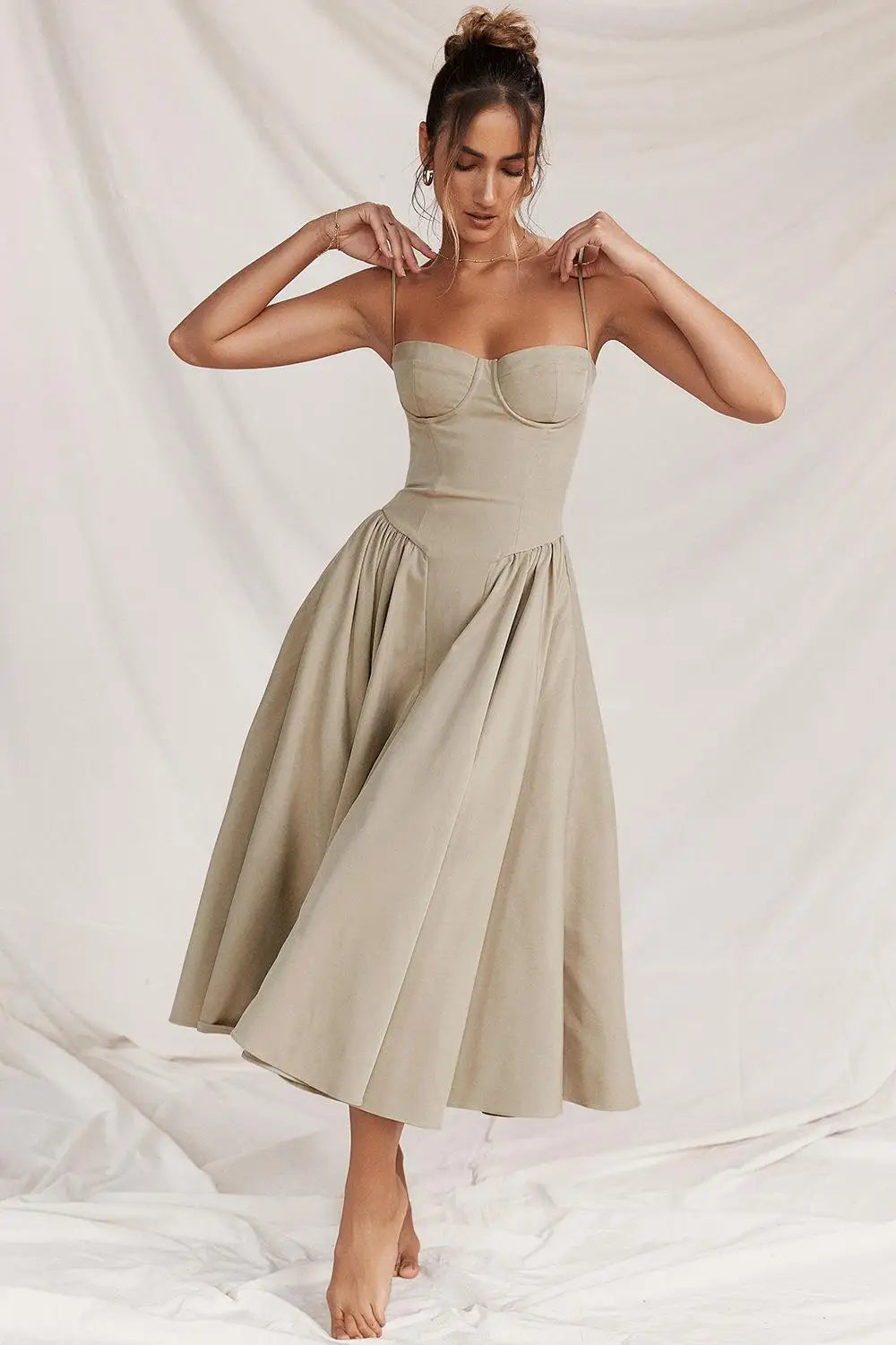 Vestido Longo Corset Retro 