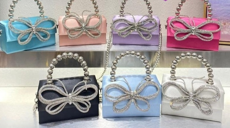 Mini Bolsa Strass Laço