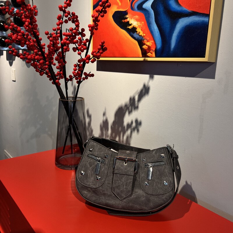 Bolsa Y2k Punk com Fivela e Rebite