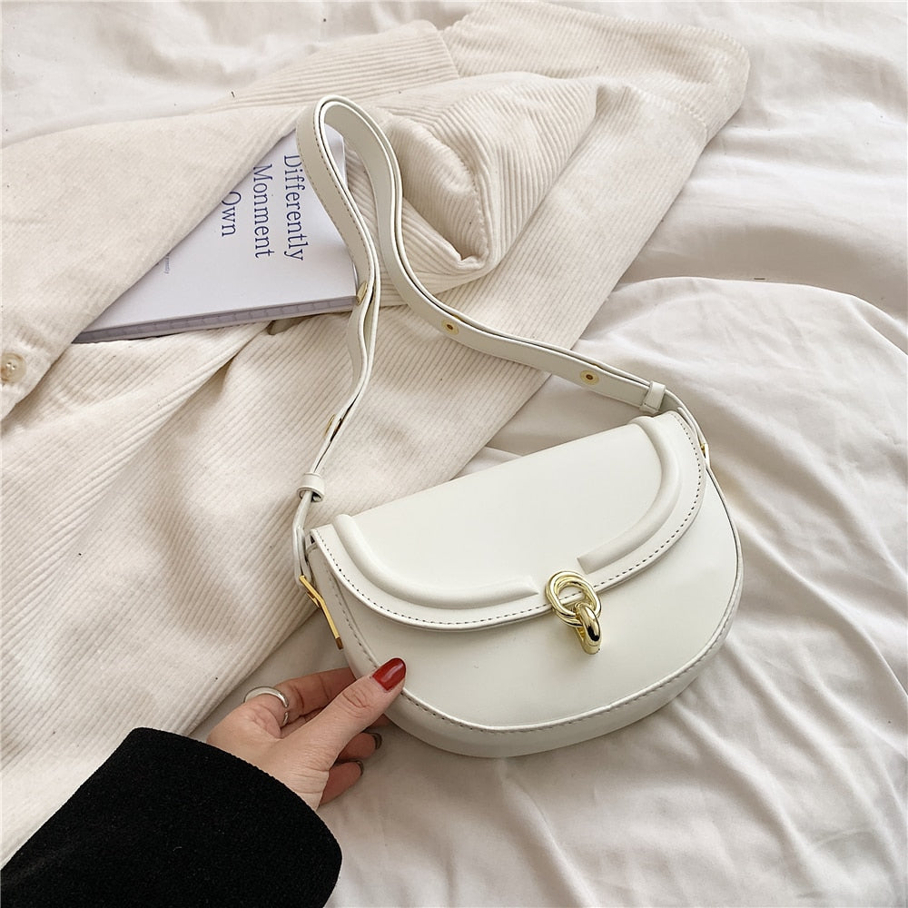 Bolsa de Ombro de Couro Branca