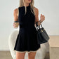  Vestido Curto Tricô Plissado Tenis