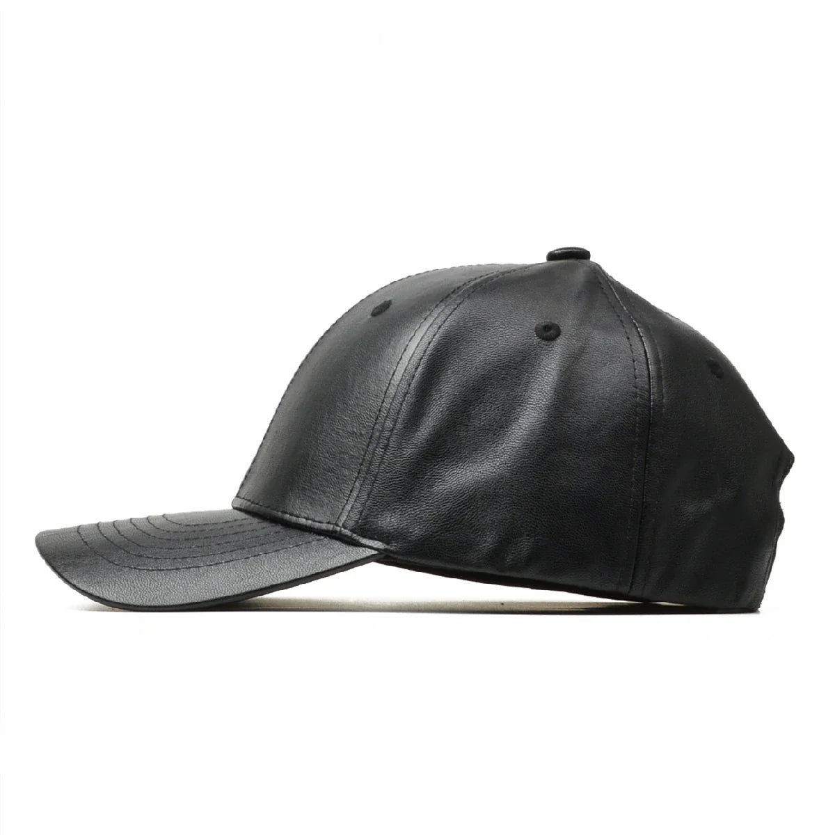 Boné de Couro Preto Masculino Estilo Hip Hop