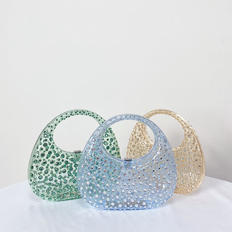 Bolsa Meia Lua Transparente Strass
