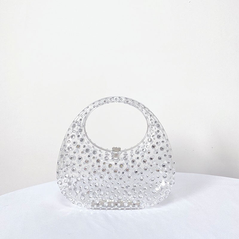 Bolsa Meia Lua Transparente Strass