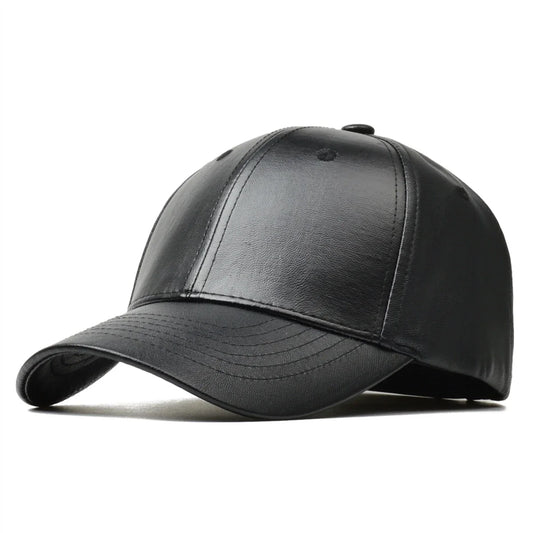 Boné de Couro Preto Masculino Estilo Hip Hop