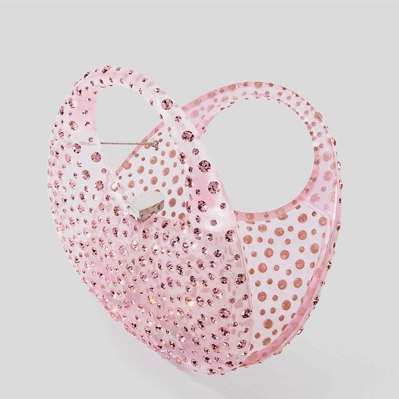 Bolsa Meia Lua Transparente Strass