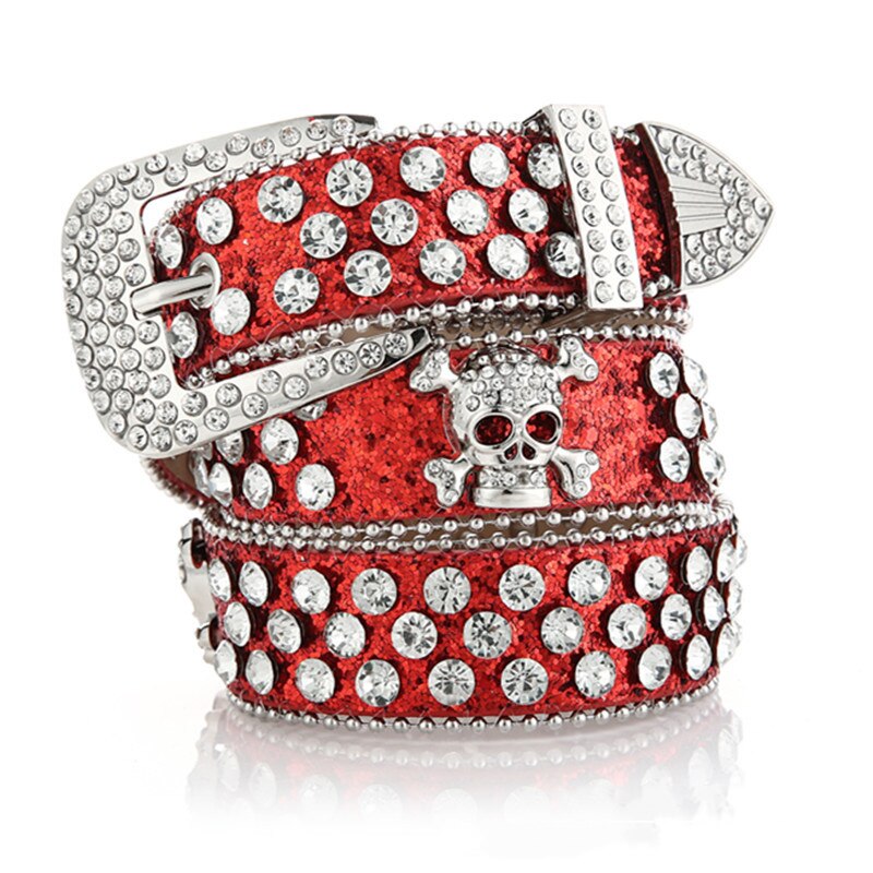 Cinto de Couro com Strass Y2k Punk