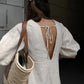  Vestido Longo de Linho com Mangas Bufantes