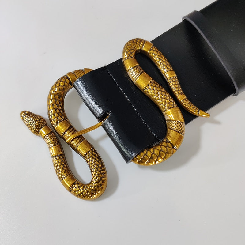Cinto Feminino Largo de Couro  Snake