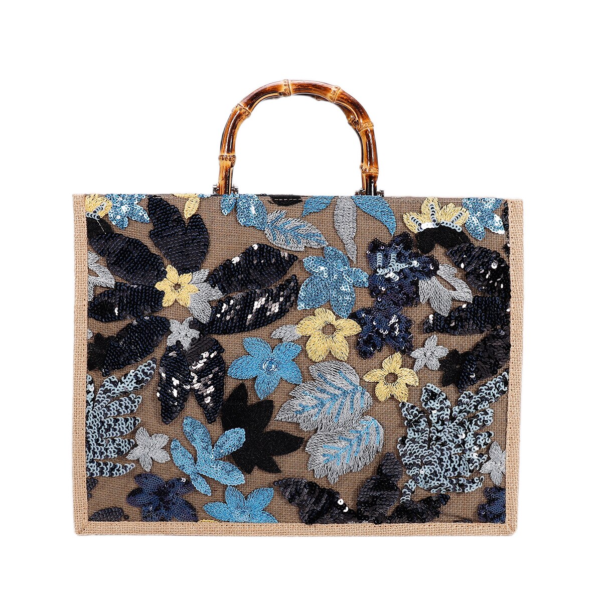  Bolsa  Bordada com Alça Bambu
