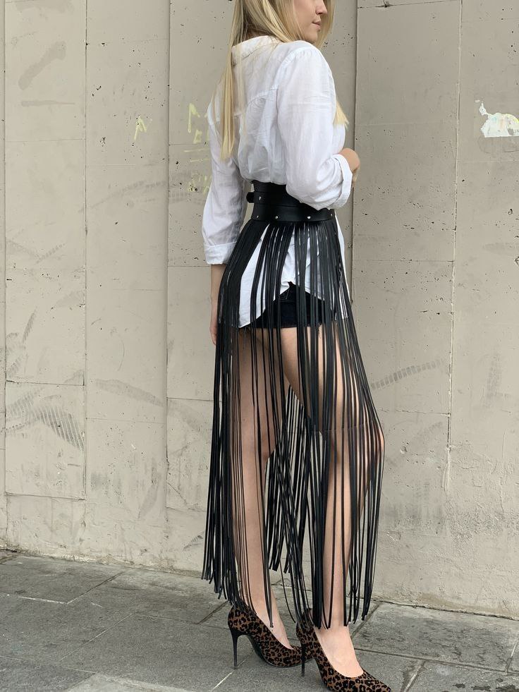 Cinto Franja Boho de Couro