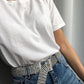 Cinto Feminino Corrente Strass Brilhante Prata